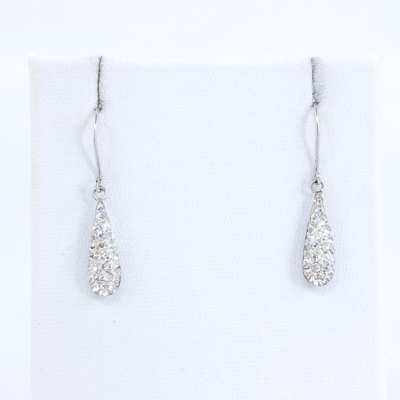 Vintage ATI Sterling Silver 925 Crystal Teardrop Dangle Earrings - Picture 2 of 6